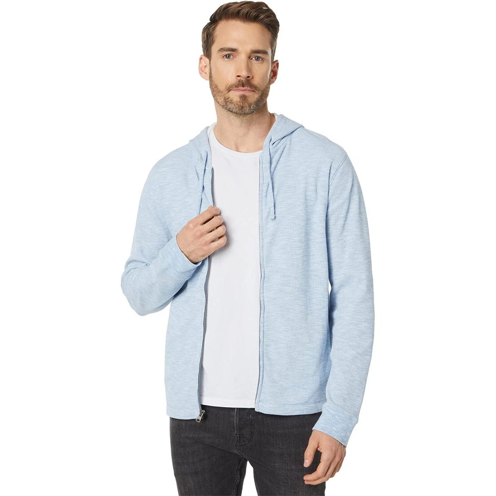 VINCE Mens Thermal Knit Zip-Up Hoodie Waffle Athleisure Coastal Minimalist-Sz L